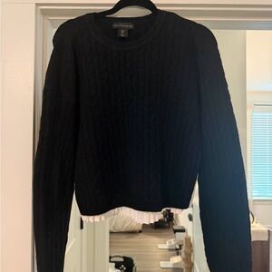House of Harlow 1960 Black Cable Knit Crewneck Sweater